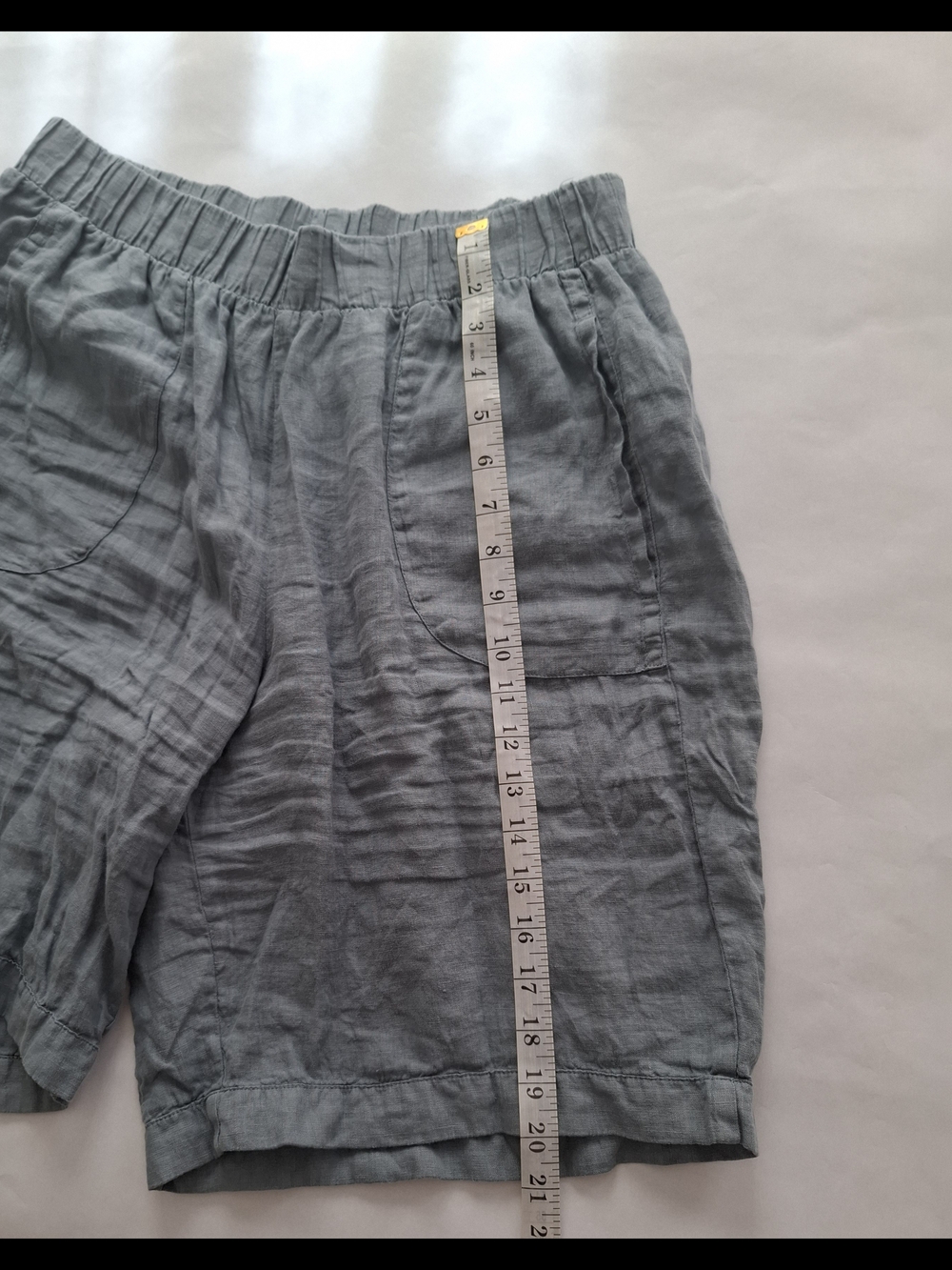 Flax Soft Blue Linen Elastic-Waist Bermuda Shorts SZ M - Picture 7 of 9
